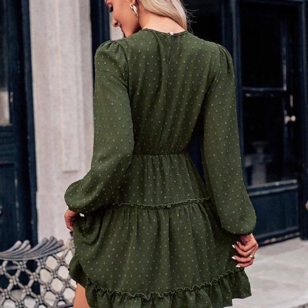Skater Dresses Jewel Neck Long Sleeves Layered Casual Mini Dress