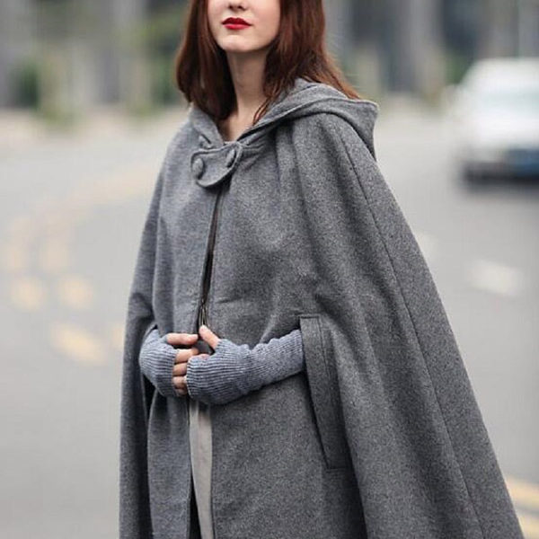 Women Poncho Hooded Hunter Green Poncho Oversized Cape