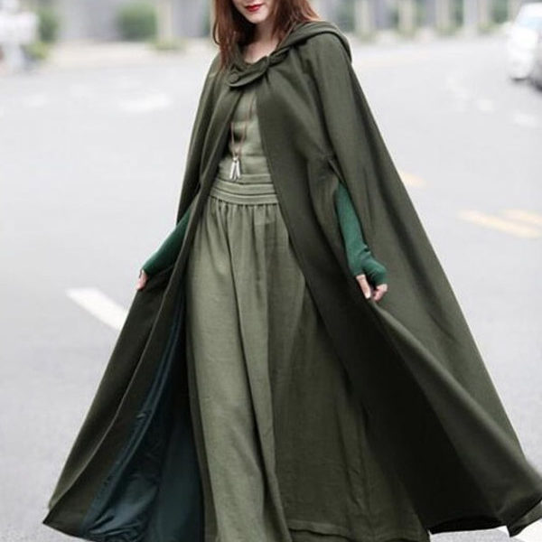 Women Poncho Hooded Hunter Green Poncho Oversized Cape