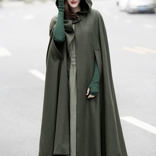 Women Poncho Hooded Hunter Green Poncho Oversized Cape