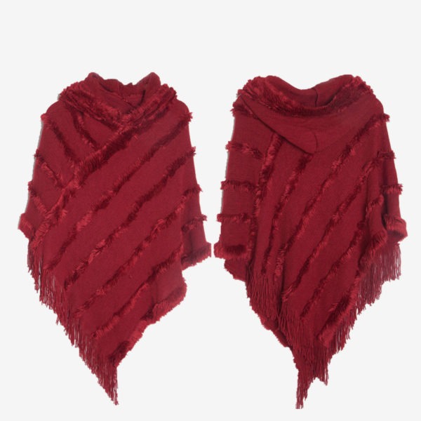 Women Poncho Hooded Green Oversized Fringe Cape