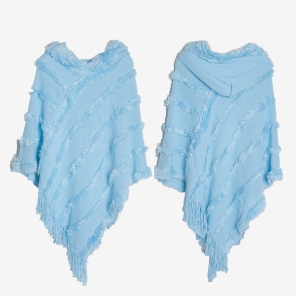 Women Poncho Hooded Green Oversized Fringe Cape