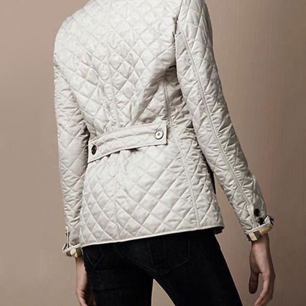 Quilted Jacket Turndown Collar Padded Coat Spring Cozy Outerwear