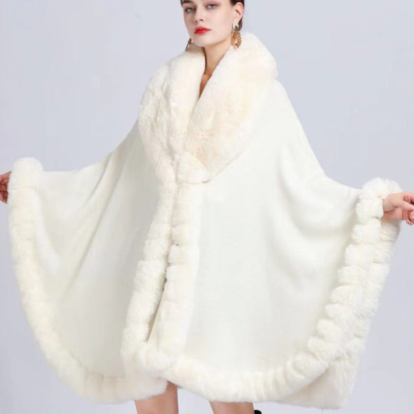 Cloak Cape Faux Fur Bride Wraps Poncho Coat For Women