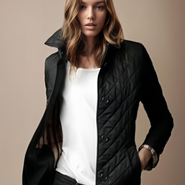 Quilted Jacket Turndown Collar Padded Coat Spring Cozy Outerwear
