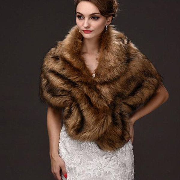 Faux Fur Wrap Women Faux Fur Shawl Wedding Wraps - Image 4