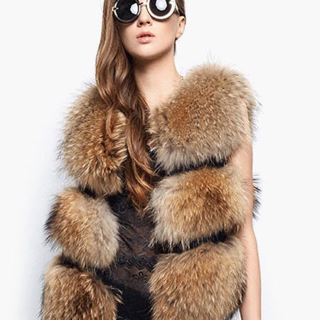 Faux Fur Vest Women Camel Coat Sleeveless Faux Fur Jacket