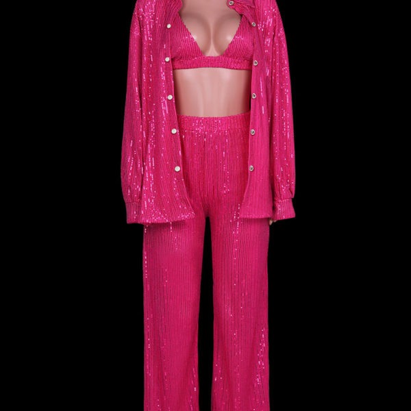 Pant Set Rose Field Buttons Casual Two Piece Sets