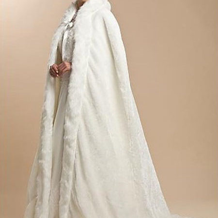 White Faux Fur Coat Hoodie Women Faux Fur Cloak - Image 2