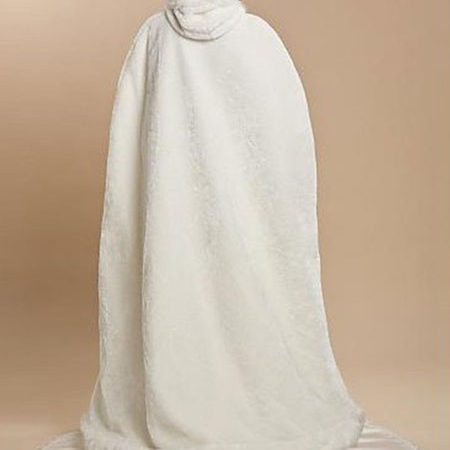 White Faux Fur Coat Hoodie Women Faux Fur Cloak - Image 4