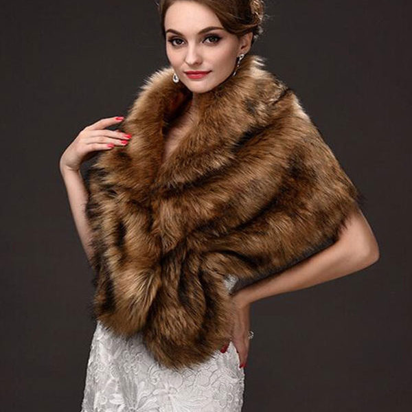 Faux Fur Wrap Women Faux Fur Shawl Wedding Wraps - Image 2