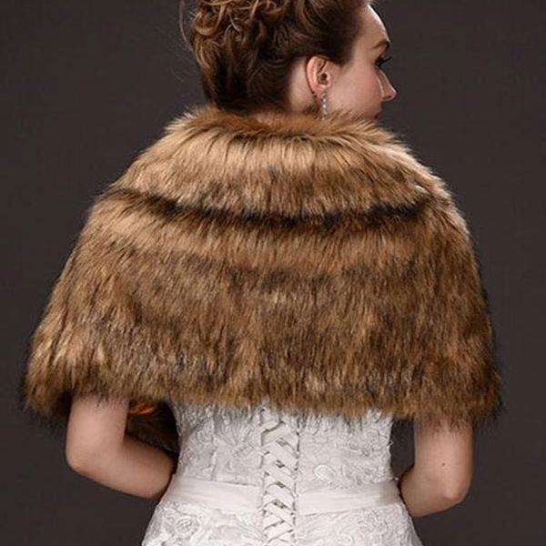 Faux Fur Wrap Women Faux Fur Shawl Wedding Wraps - Image 3