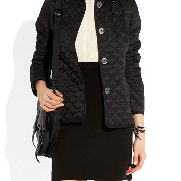Quilted Jacket Turndown Collar Padded Coat Spring Cozy Outerwear