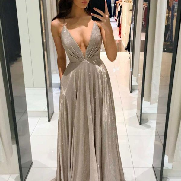 Maxi Dresses Sleeveless V-Neck Red Floor Length Dress