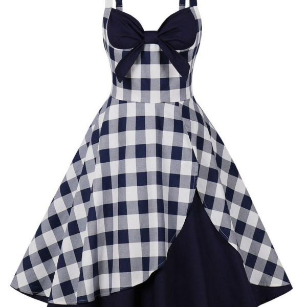 Vintage Dress 1950s Audrey Hepburn Style Sleeveless Woman Knee Length Floral Print Swing Dress