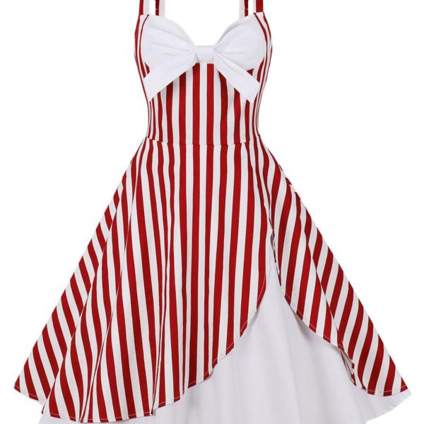 Vintage Dress 1950s Audrey Hepburn Style Sleeveless Woman Knee Length Floral Print Swing Dress