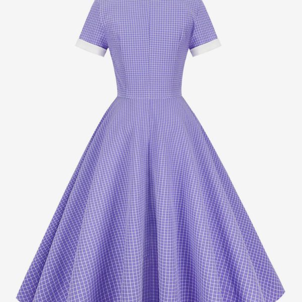 Barbie Pink Gingham Dress 1950s Audrey Hepburn Style Short Sleeves Vintage Dress