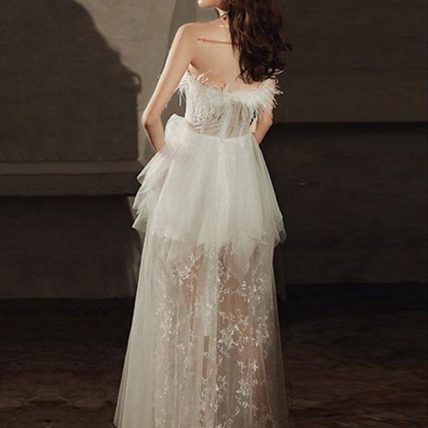 Birthday Party Dresses White Lace Semi Formal Long Dress