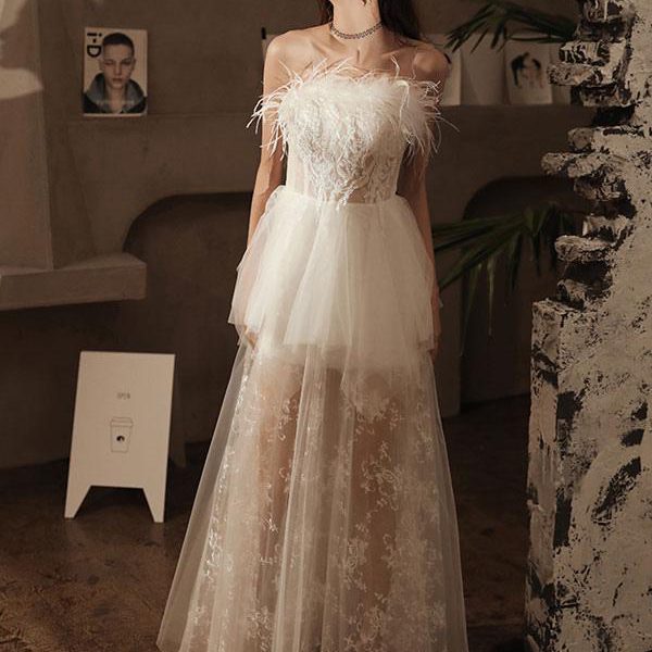 Birthday Party Dresses White Lace Semi Formal Long Dress