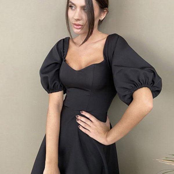 Midi Dress Bateau Neck Half Sleeves Semi Formal Party Dress