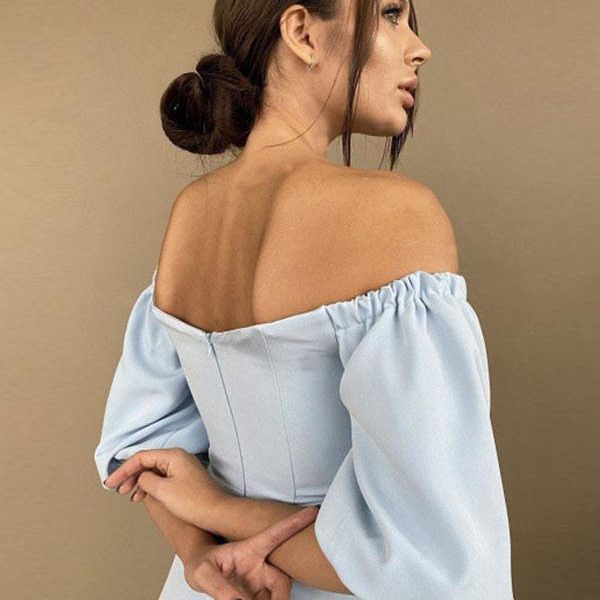 Midi Dress Bateau Neck Half Sleeves Semi Formal Party Dress
