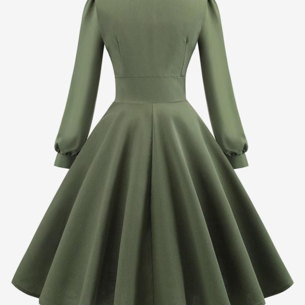 Vintage Dress 1950s Audrey Hepburn Style V-Neck Layered Long Sleeves Medium