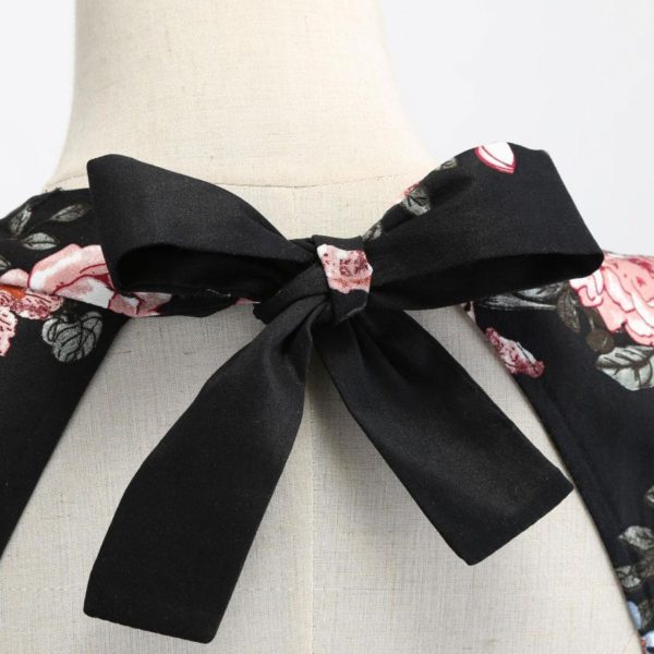 Vintage Dress 1950s Audrey Hepburn Style Sweetheart Neck Lace Up Layered 3/4 Length Sleeves Medium Floral Print Rockabilly Dress