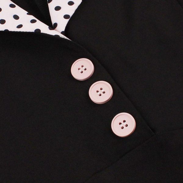 Vintage Dress Pink Polka Dot 1950s Audrey Hepburn Style Sash Short Sleeves V-Neck Knee Length Swing Dress