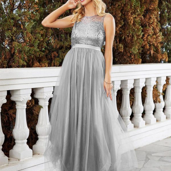 Embellished Lace Party Dress Sleevesless Translucent Back Prom Dresses