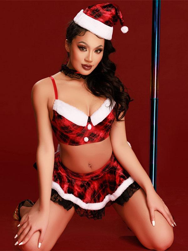 Lingerie For Women Erotic Sexy Christmas Red Hollow Sexy Dress For