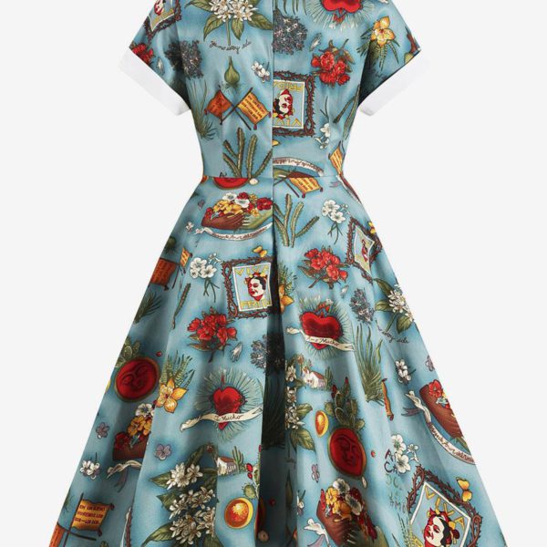 Vintage Dress Turndown Collar Buttons 1950s Audrey Hepburn Style Short Sleeves Medium Yellow Rockabilly Dress