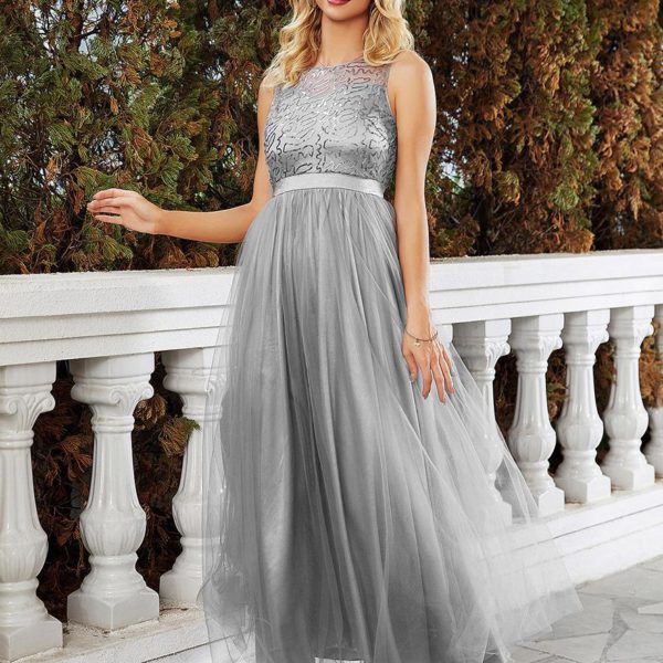 Embellished Lace Party Dress Sleevesless Translucent Back Prom Dresses
