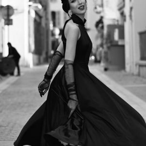 Black Wedding Dresses A-Line Sleeveless Satin Fabric Tea-Length Bridal Gown - Image 6