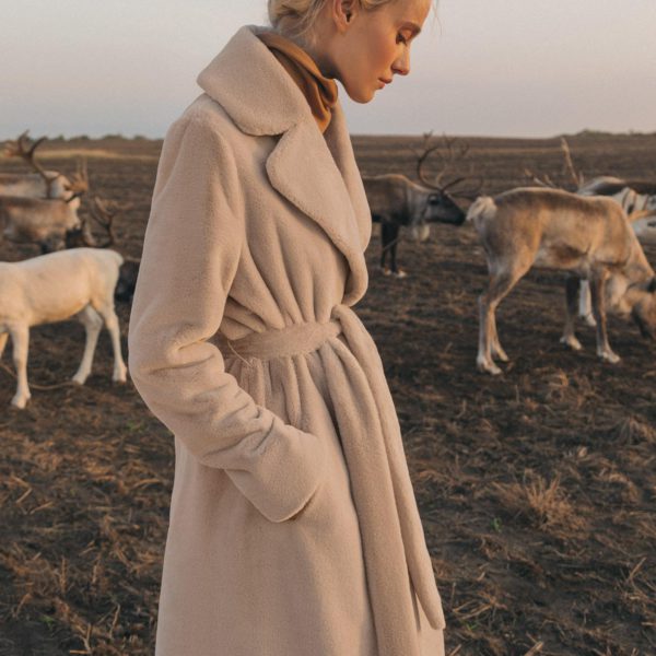 Faux Fur Coats Belted Women Warm Winter Outerwear