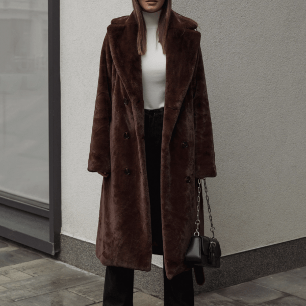 Faux Fur Coats Belted Women Warm Winter Outerwear