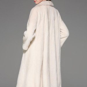 Faux Fur Coats Long Sleeves Chic Oversized Turndown Collar - Image 2