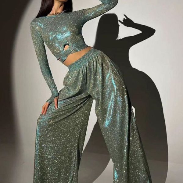 Pant Set  Chic Party Lace Up Polyester - Image 4