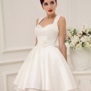 Short Wedding Dress Satin 1950S Vintage Sweetheart Neckline Applique Bridal Dress Free Customization - Image 4