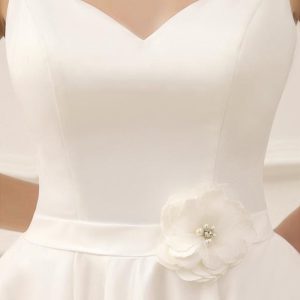Short Wedding Dress Satin 1950S Vintage Sweetheart Neckline Applique Bridal Dress Free Customization - Image 5