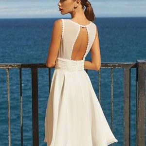Short Wedding Dress V-Neck Sleeveless A-Line Knee-Length Bridal Gowns - Image 2