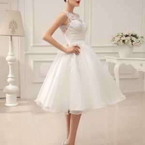 Short Wedding Dress Vintage Lace Beading Pleated Sequins Backless Bridal Dress Free Customization - Image 5