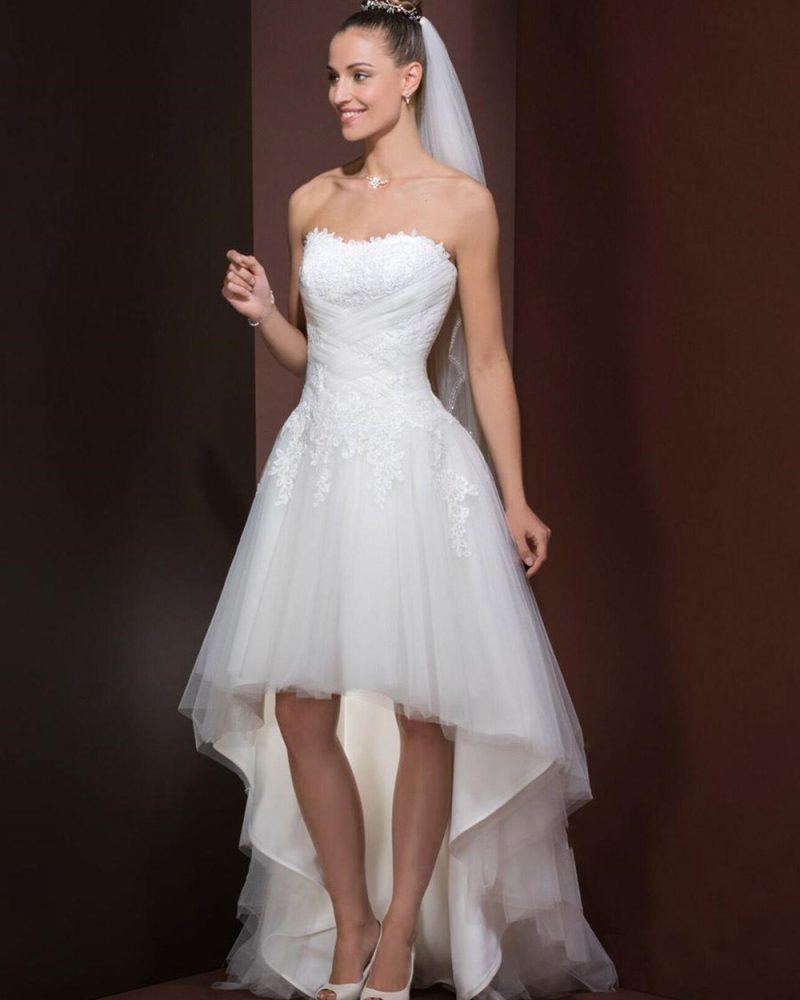 Short Wedding Strapless Sleeveless A-Line Knee-Length Bridal Gowns