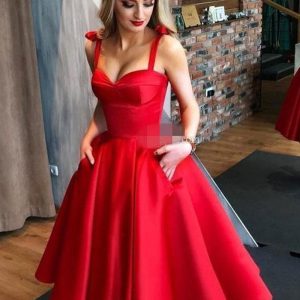 Vintage 1950S Red Straps Pleated Bridal Dresses Free Customization - Image 2