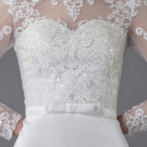 Vintage Wedding Dresses Jewel Long Sleeve Sheath Short Bridal Dress - Image 9