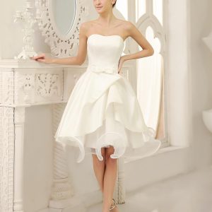 Wedding Dress Strapless Pleated Satin Wedding Gown Free Customization - Image 2