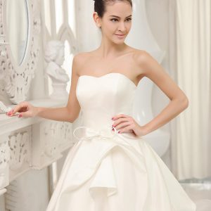 Wedding Dress Strapless Pleated Satin Wedding Gown Free Customization - Image 5