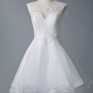 Wedding Dresses A Line Jewel Neck Sleeveless Tulle Short Bridal Dress - Image 7