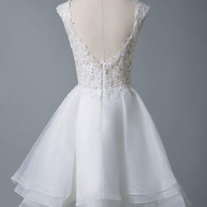 Wedding Dresses A Line Jewel Neck Sleeveless Tulle Short Bridal Dress - Image 3