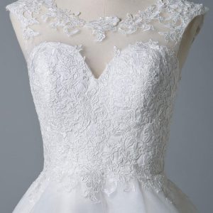 Wedding Dresses A Line Jewel Neck Sleeveless Tulle Short Bridal Dress - Image 5