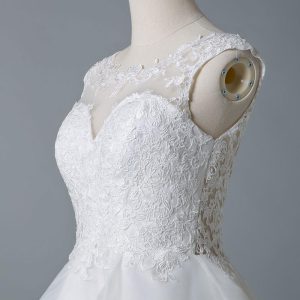 Wedding Dresses A Line Jewel Neck Sleeveless Tulle Short Bridal Dress - Image 4